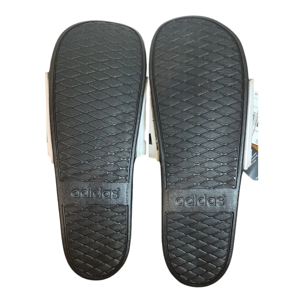 ADIDAS Men's Adilette Shower Comfort Blk/Wht Slip-On Slides/Sandals ~ Size‎ 18